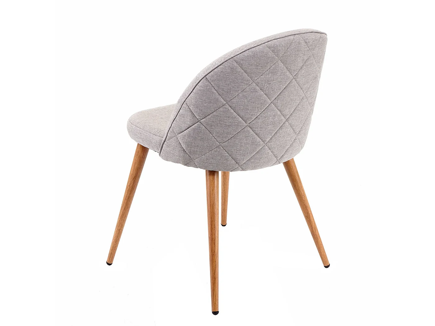 4x chaises de salle à manger cuisine design rétro en tissu gris clair coutures décoratives dossier 04_0000576