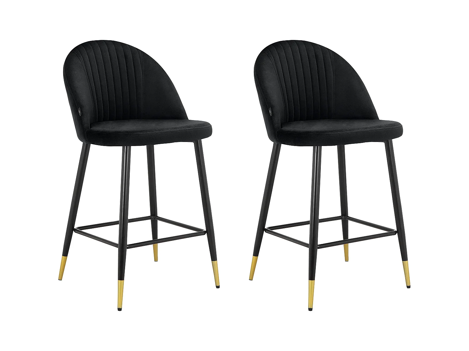 Marlis|Lot de 2 tabourets de bar en velours noir