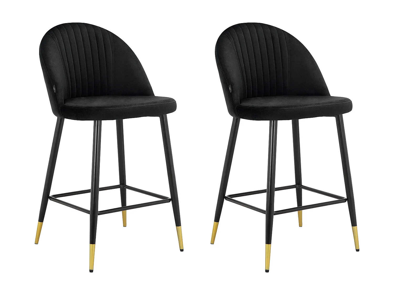 Marlis|Lot de 2 tabourets de bar en velours noir