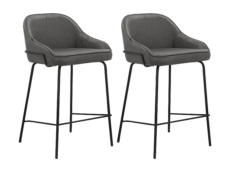 Oline|Lot de 2 tabourets de bar en tissu anthracite