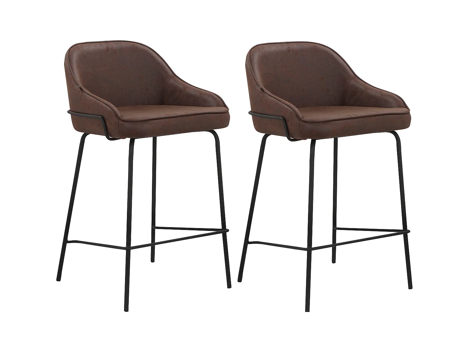 Oline|Lot de 2 tabourets de bar en tissu marron