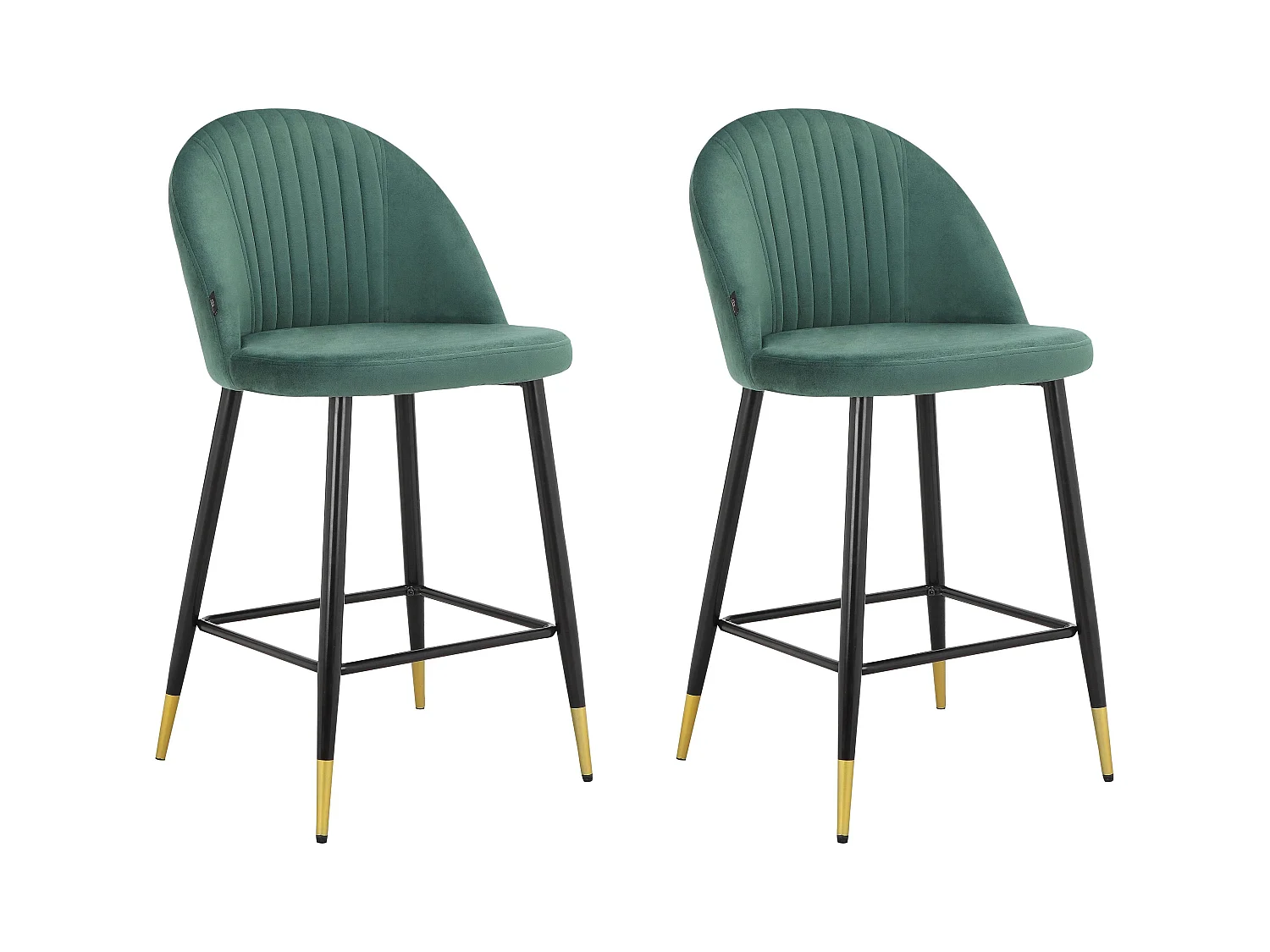 Marlis|Lot de 2 tabourets de bar en velours vert foncé