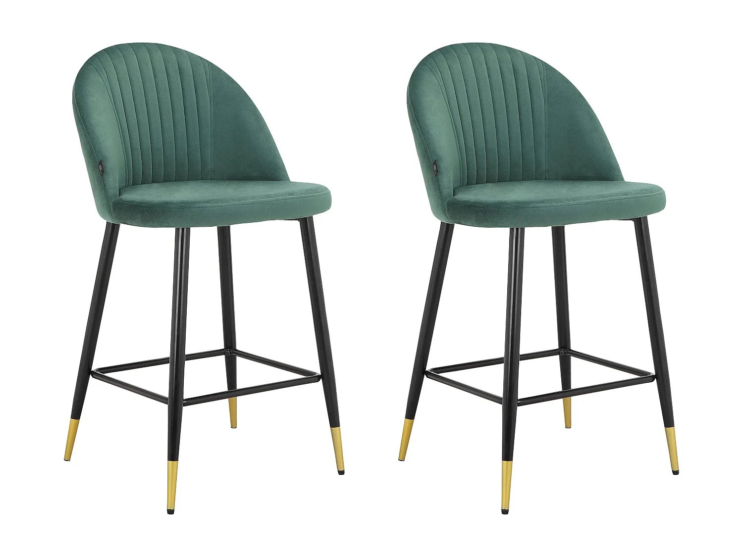 Marlis|Lot de 2 tabourets de bar en velours vert foncé