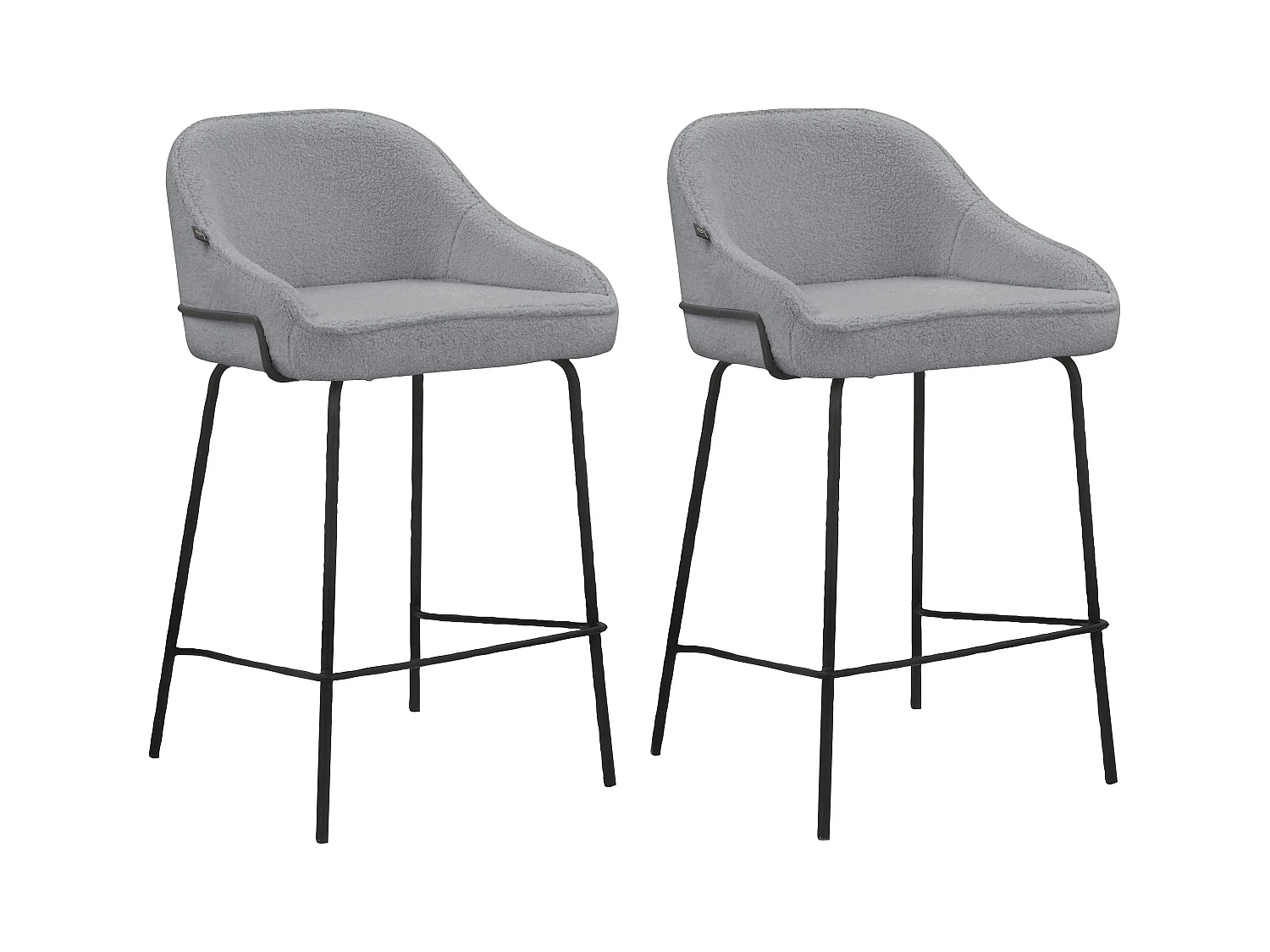 Oline|Lot de 2 tabourets de bar en tissu teddy gris