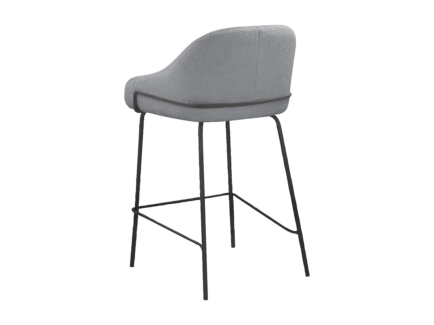 Oline|Lot de 2 tabourets de bar en tissu teddy gris