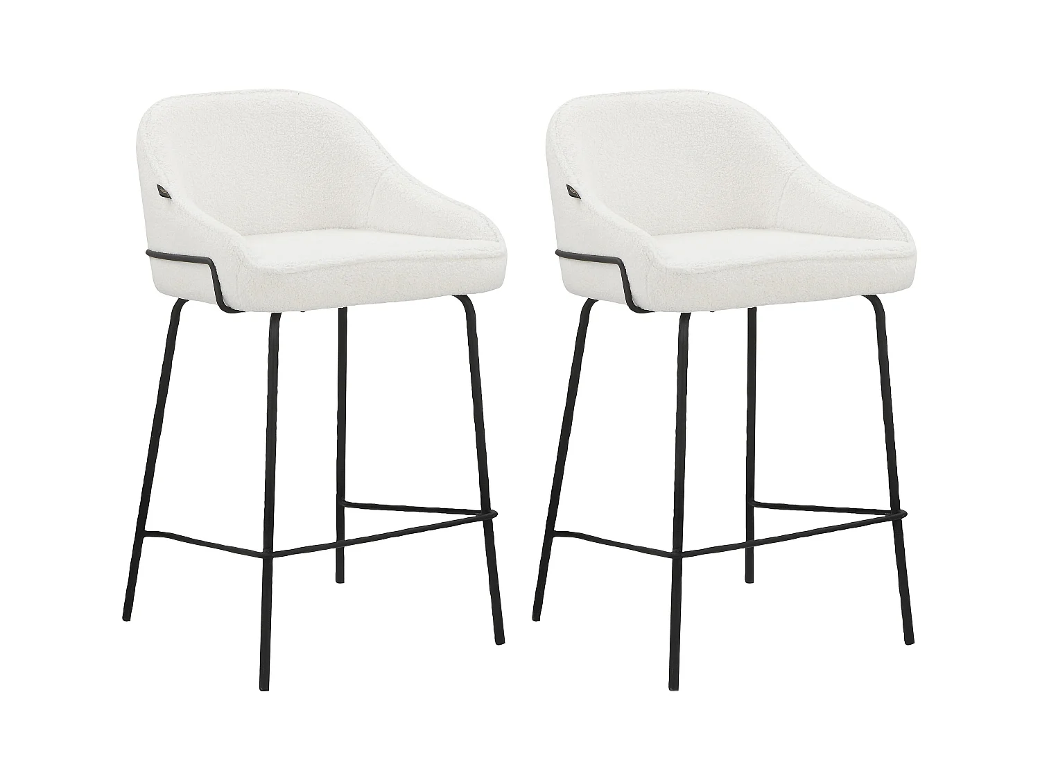 Oline|Lot de 2 tabouret de bar en tissu teddy blanc