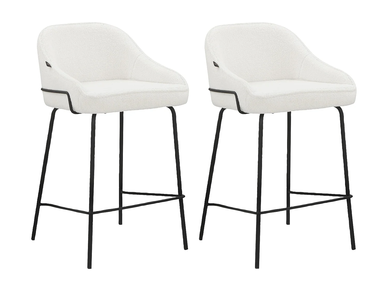 Oline|Lot de 2 tabouret de bar en tissu teddy blanc