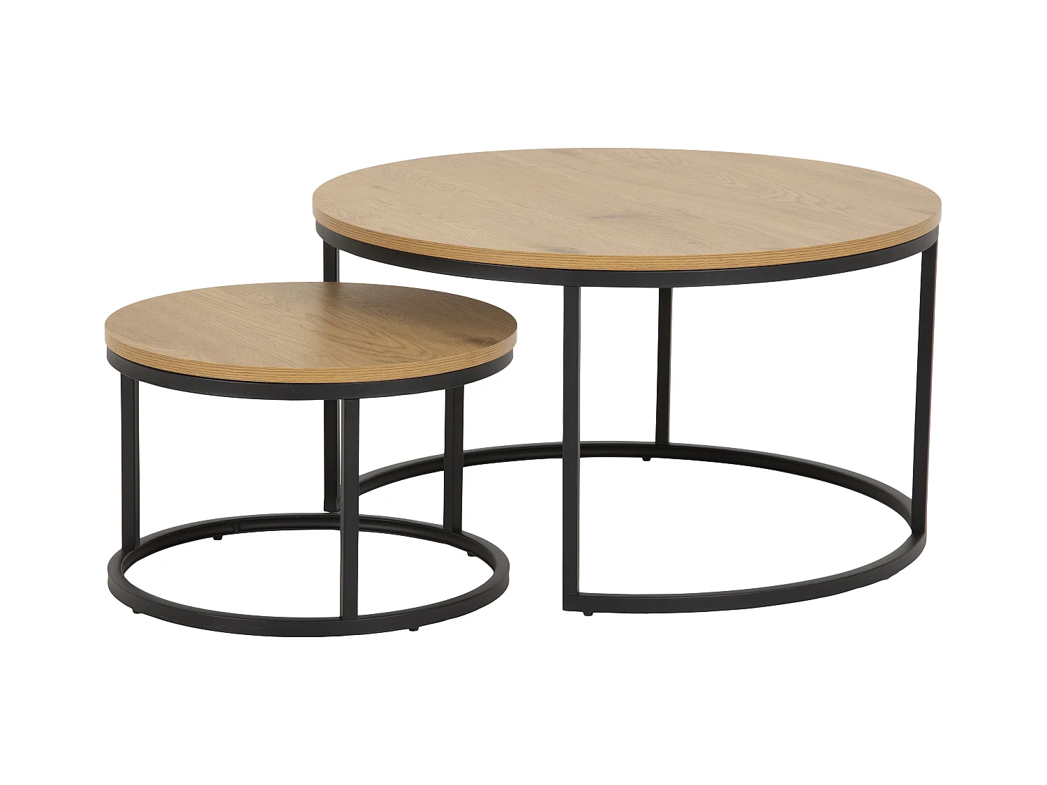 Spiro Table basse, Ø50 cm, lot de 2, chêne.