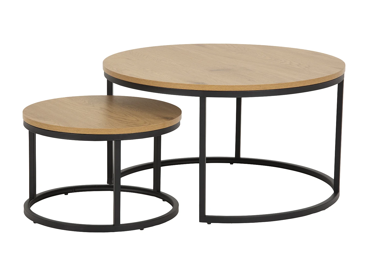 Spiro salontafel Ø50 cm, set met 2 stuks, eik.