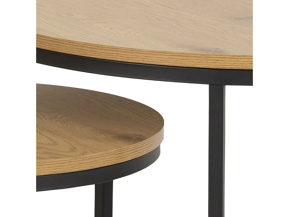 Spiro salontafel Ø50 cm, set met 2 stuks, eik.