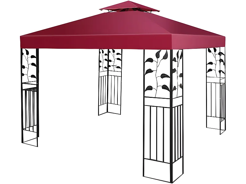 Toile de Rechange en Plastique et vinyle Impérméable de Jardin 3 x 3 M pour Pavillon Tonnelle Tente Vin Rouge