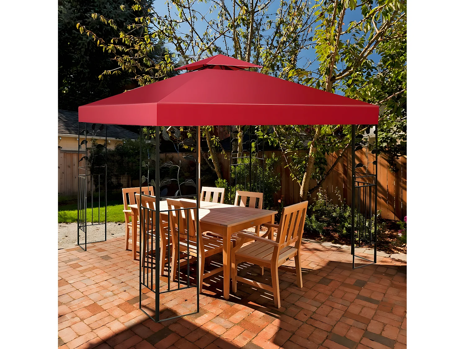 Toile de Rechange en Plastique et vinyle Impérméable de Jardin 3 x 3 M pour Pavillon Tonnelle Tente Vin Rouge