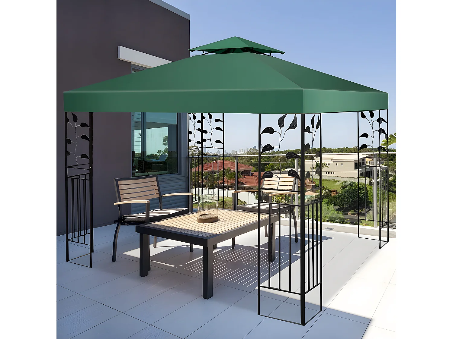 Toile de Rechange en Plastique et vinyle Impérméable de Jardin pour Pavillon Tonnelle 3 x 3 M Vert