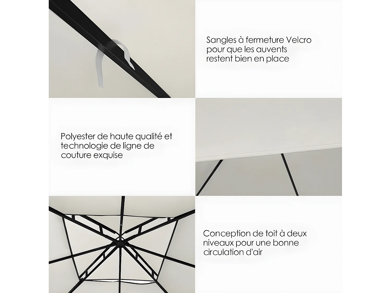 Toile de Rechange en Plastique et vinyle Impérméable de Jardin pour Pavillon Tonnelle 3 x 3 M Tente Beige