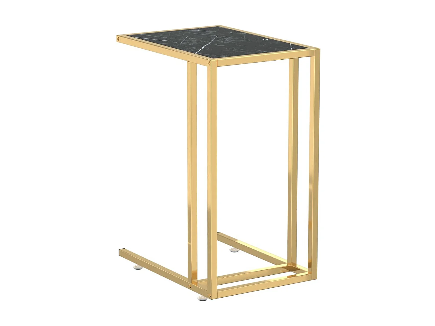 Table d'appoint ordinateur Marbre noir 50x35x65 cm Verre trempé