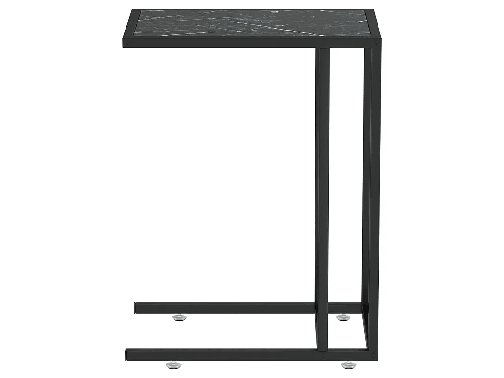 Table d'appoint ordinateur Marbre noir 50x35x65 cm Verre trempé