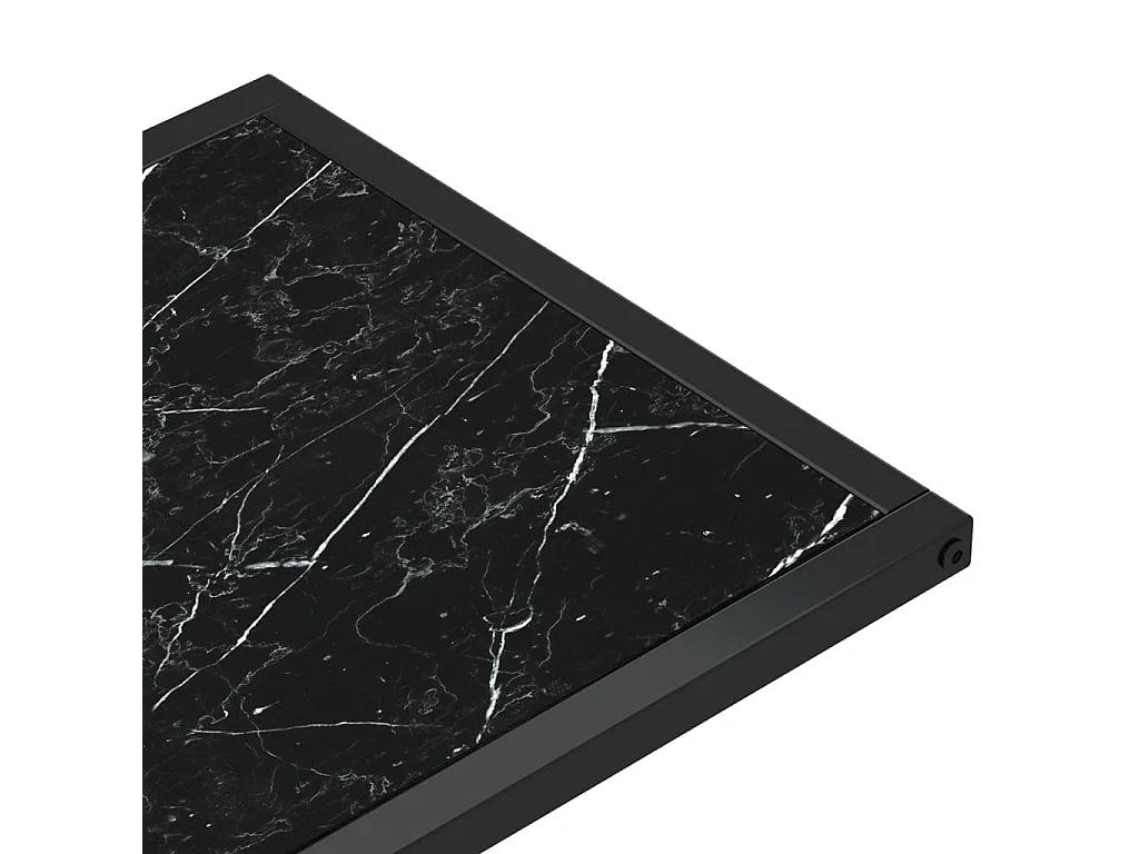 Table d'appoint ordinateur Marbre noir 50x35x65 cm Verre trempé