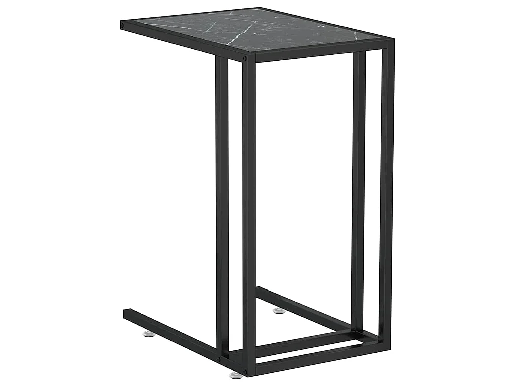 Table d'appoint ordinateur Marbre noir 50x35x65 cm Verre trempé