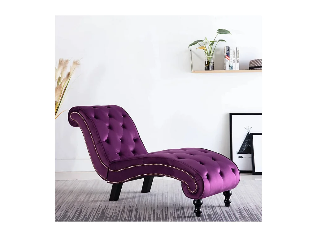 Chaise longue fluweel paars