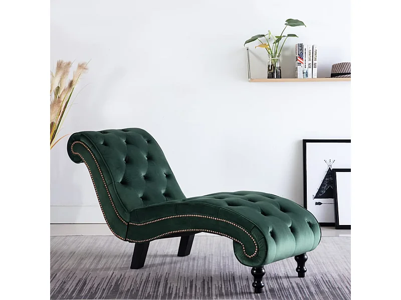 Chaise longue Velours Vert
