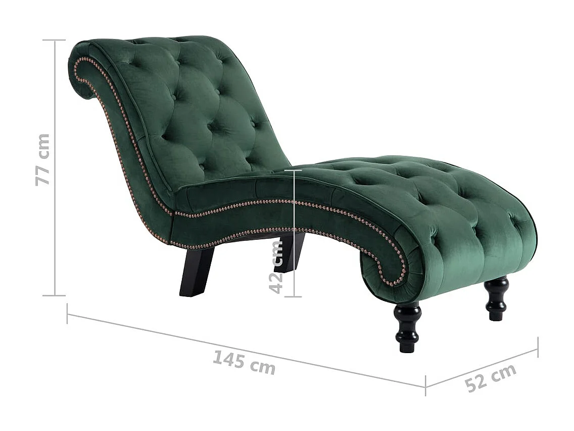 Chaise longue fluweel groen