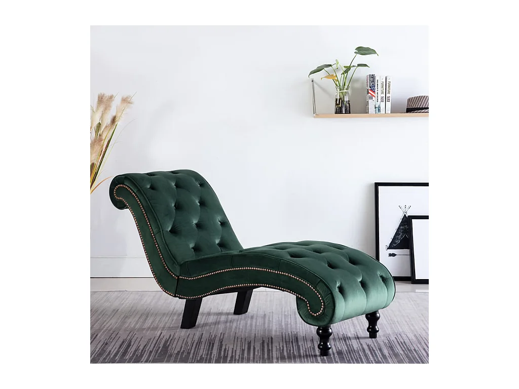 Chaise longue Velours Vert