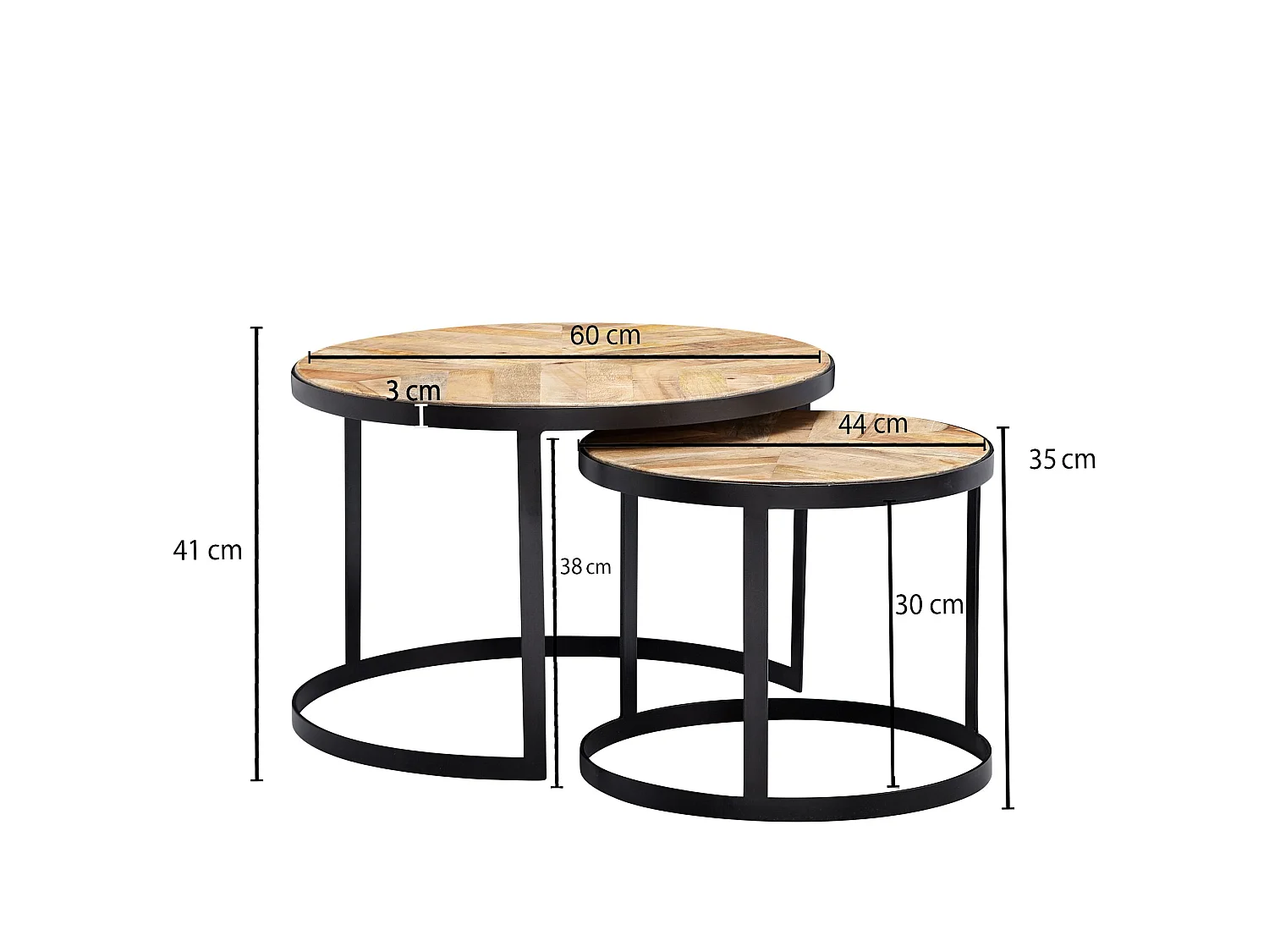 Tables Gigogne Bois Massif Ronde Table d'appoint Lot de 2 Table Basse