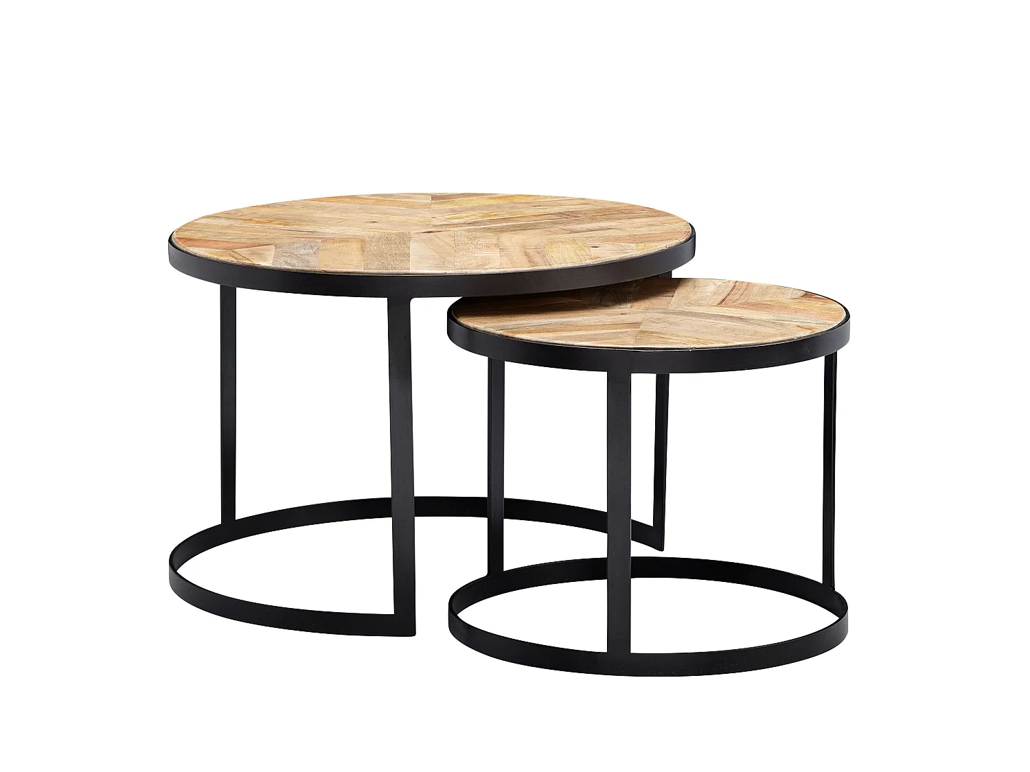 Tables Gigogne Bois Massif Ronde Table d'appoint Lot de 2 Table Basse