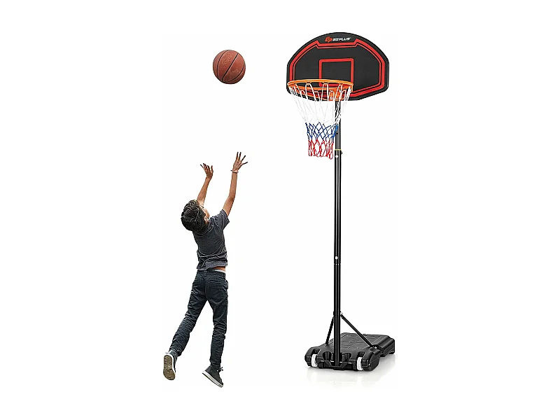 Panier de Basket-Ball sur Pied Hauteur Réglable 192–247 CM Support Portable de Basketball Sur Roulettes pour Enfant/Adultes