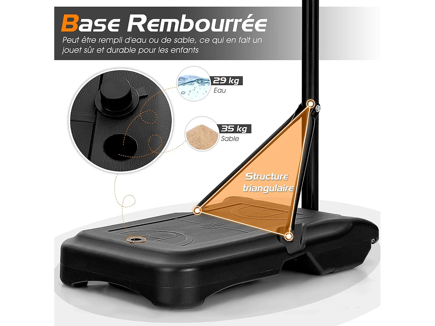 Panier de Basket-Ball sur Pied Hauteur Réglable 192–247 CM Support Portable de Basketball Sur Roulettes pour Enfant/Adultes