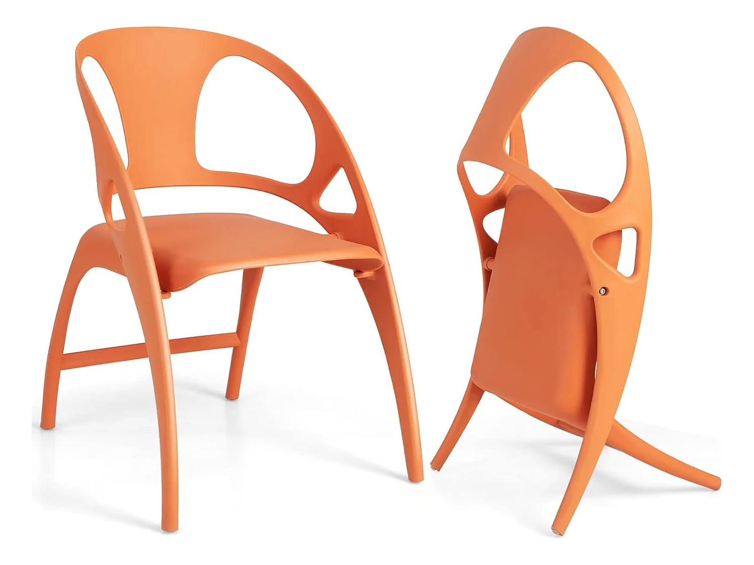Lot de 2 chaises de salle à manger pliable style moderne, orange