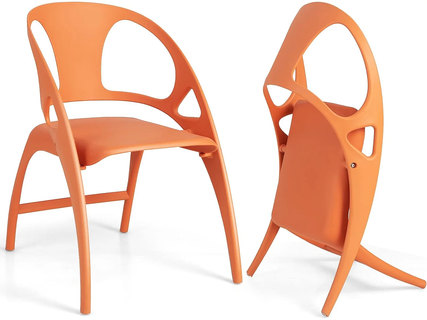 Lot de 2 chaises de salle à manger pliable style moderne, orange