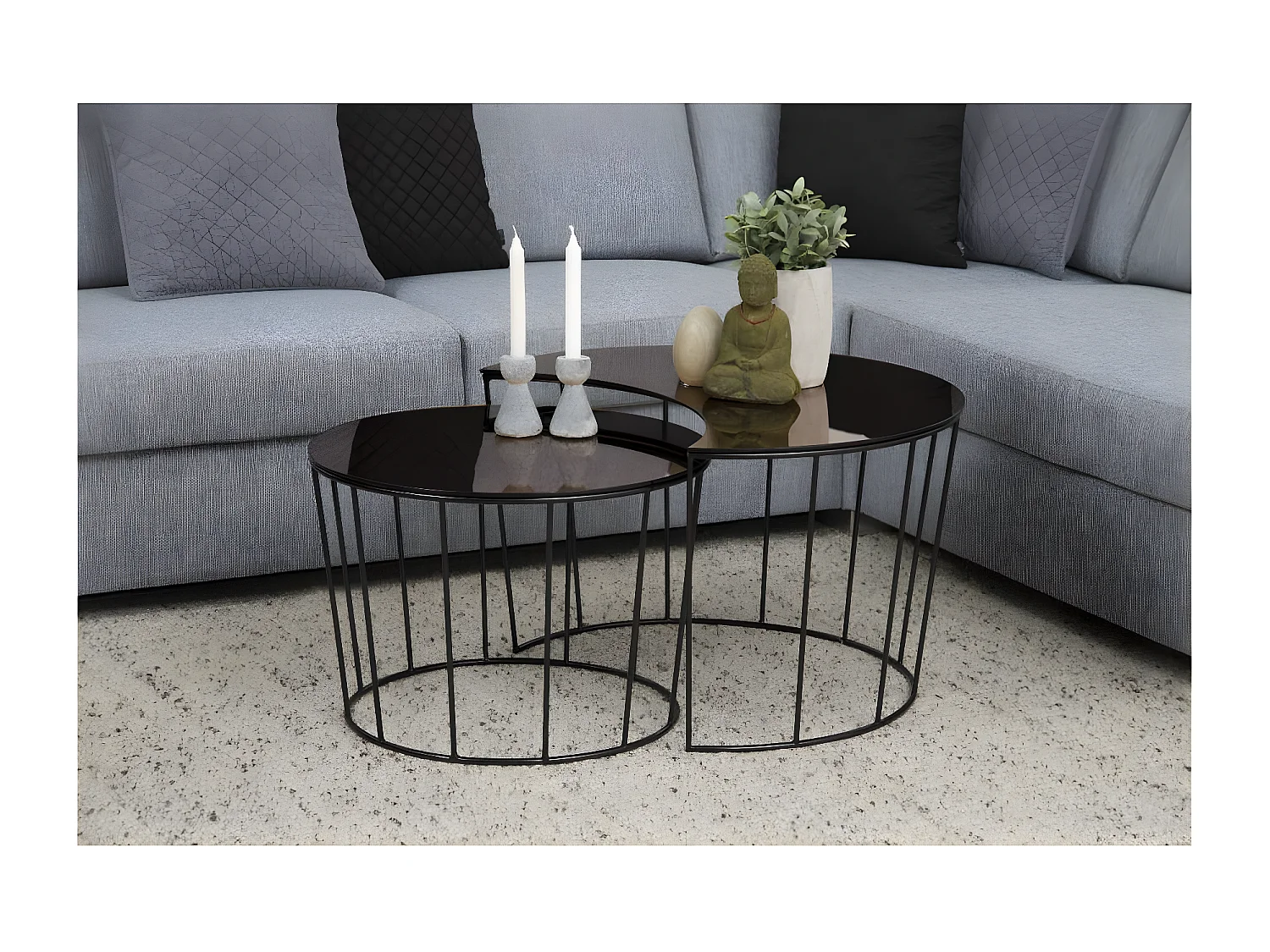 Sunmoon table basse lot de 2 pièces. Ø76cm bronze.