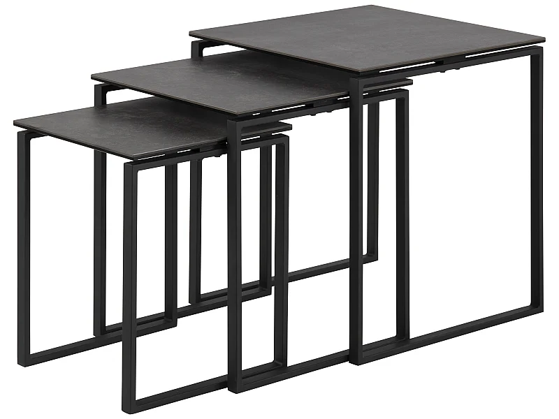 Kamma Ensemble de 3 tables gigognes, noir.