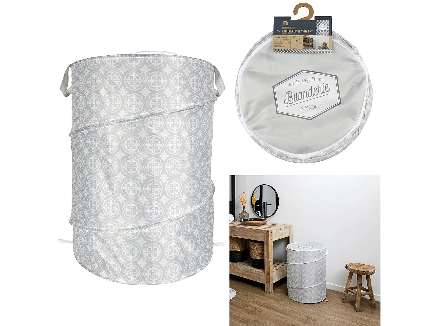 Panier A Linge Pop Up 45x45x60cm Beige