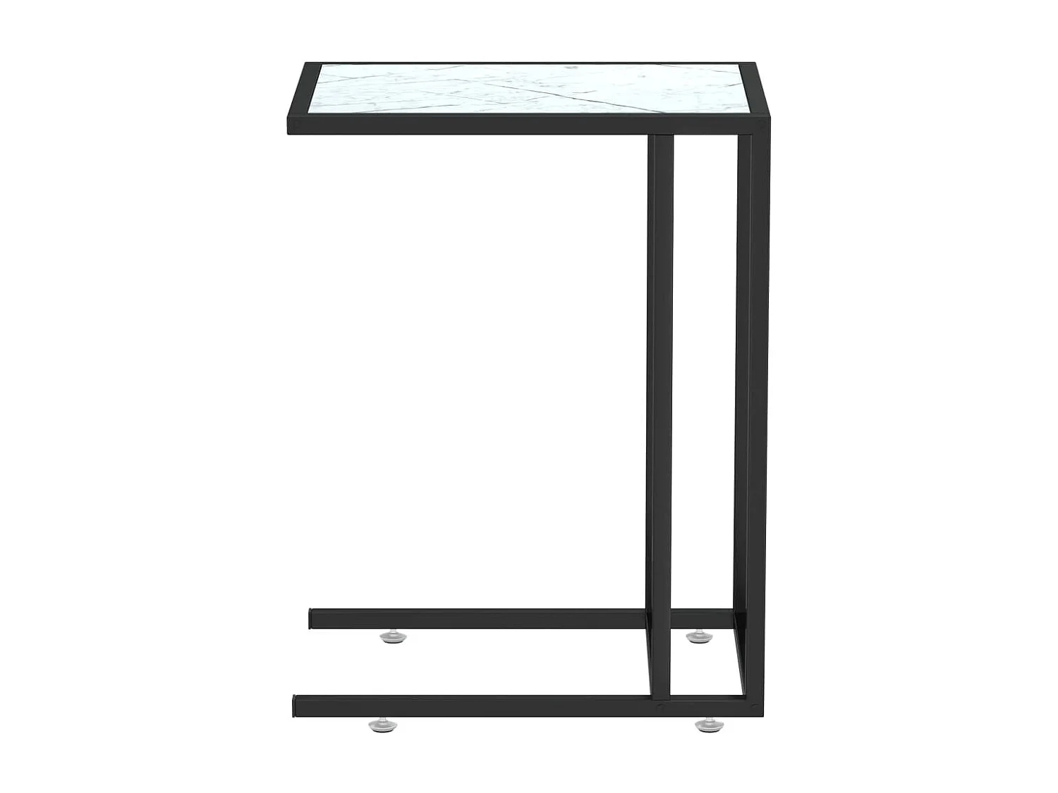 Mesita ordenador vidrio transparente blanco mármol 50x35x65cm