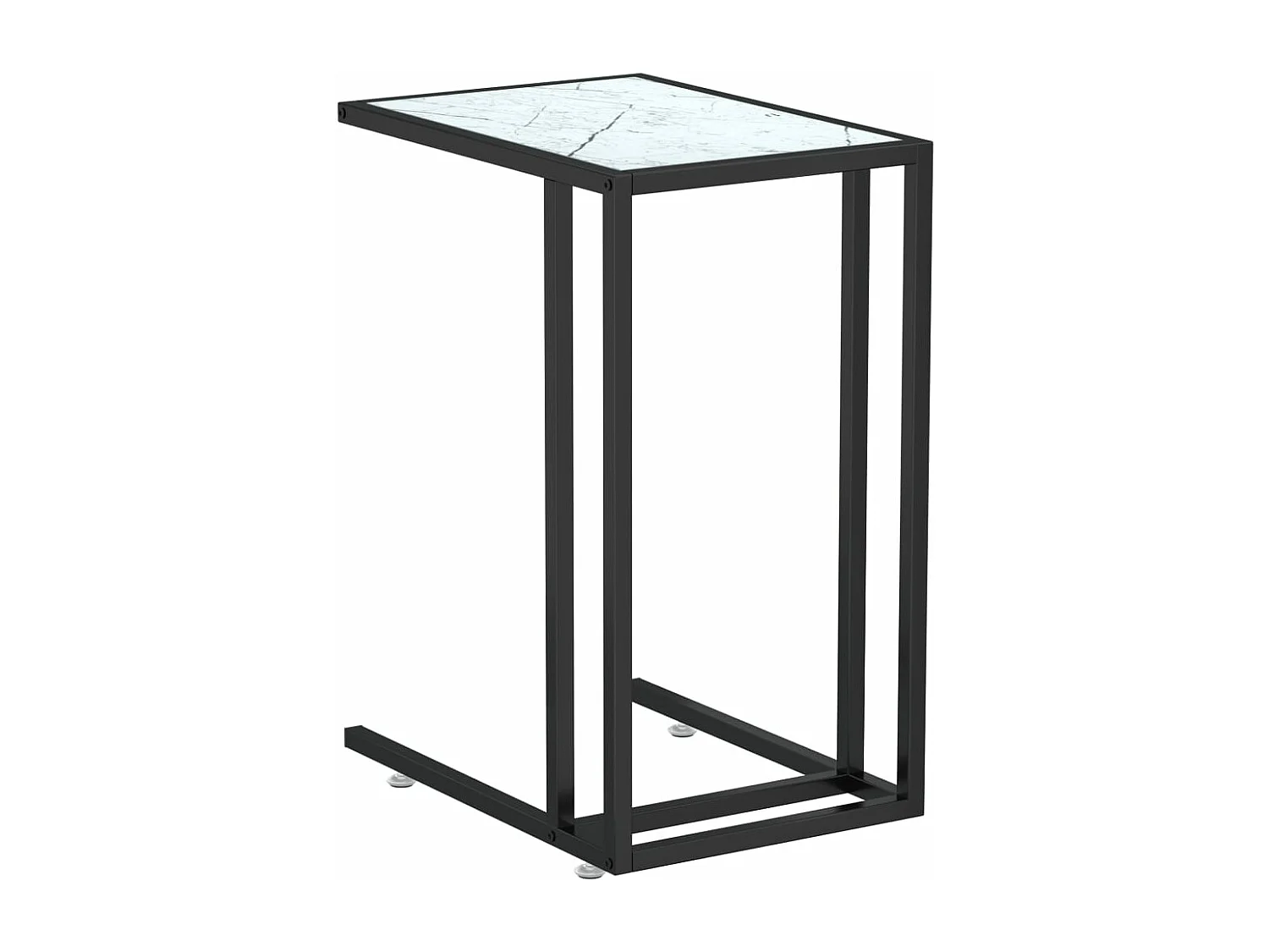 Table d'appoint ordinateur Marbre blanc 50x35x65cm Verre trempé