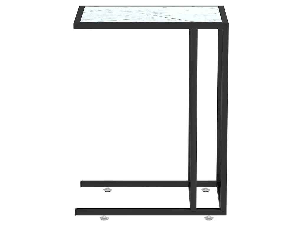 Table d'appoint ordinateur Marbre blanc 50x35x65cm Verre trempé