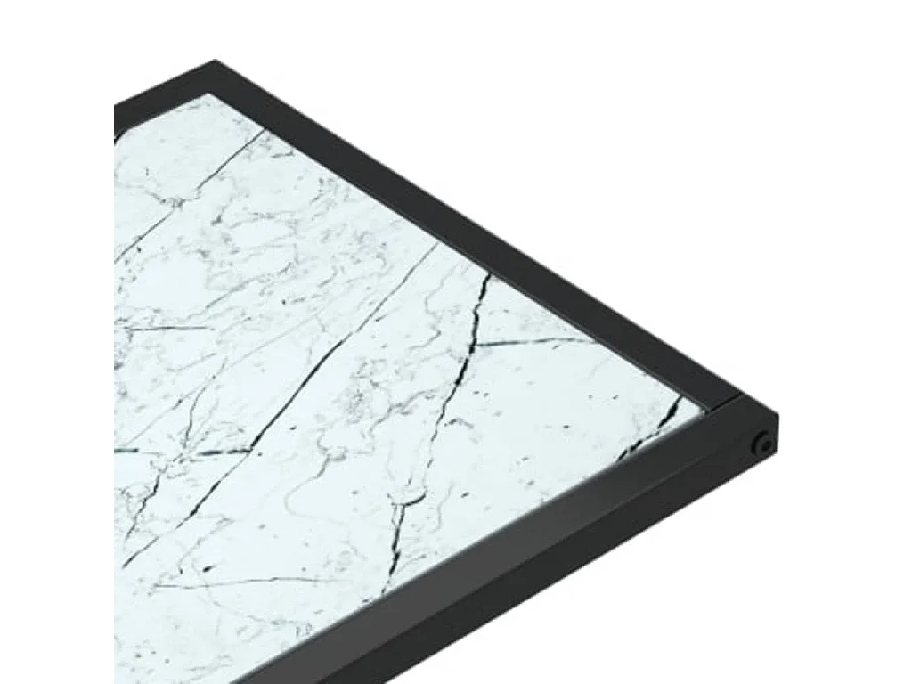 Table d'appoint ordinateur Marbre blanc 50x35x65cm Verre trempé