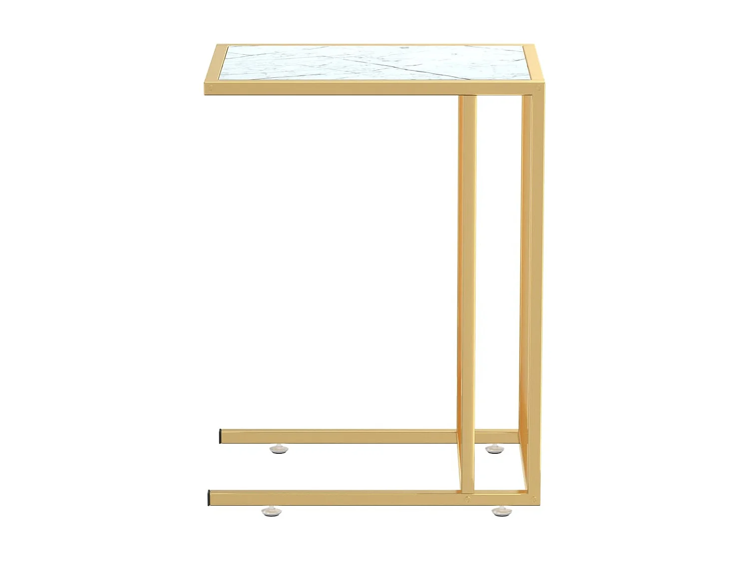 Computer bijzettafel 50x35x65 cm gehard glas witmarmerkleurig