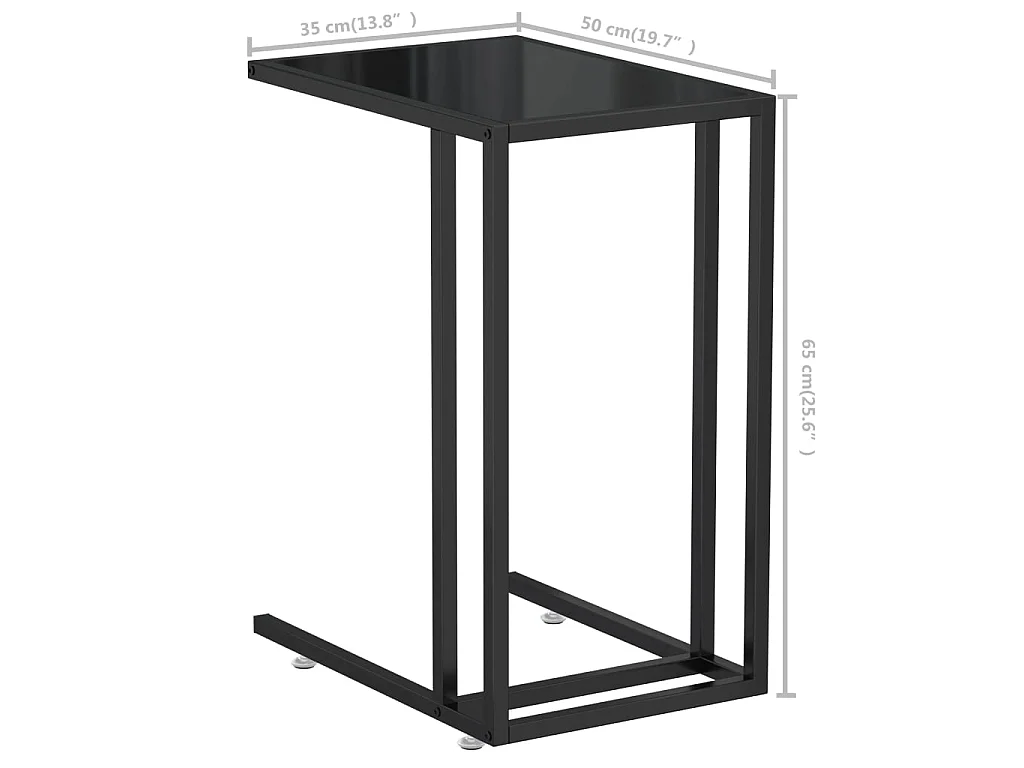 Table d'appoint pour ordinateur Noir 50x35x65 cm Verre trempé