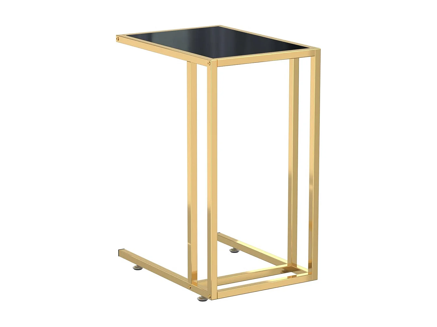 Computer bijzettafel 50x35x65 cm gehard glas zwart