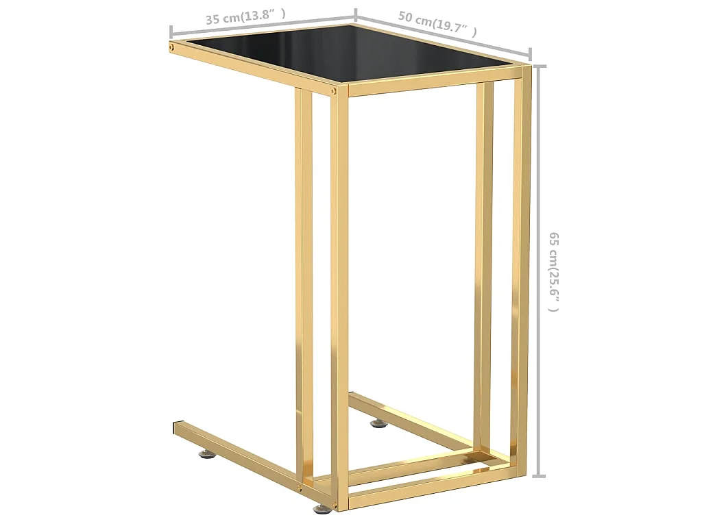 Table d'appoint pour ordinateur Noir 50x35x65 cm Verre trempé