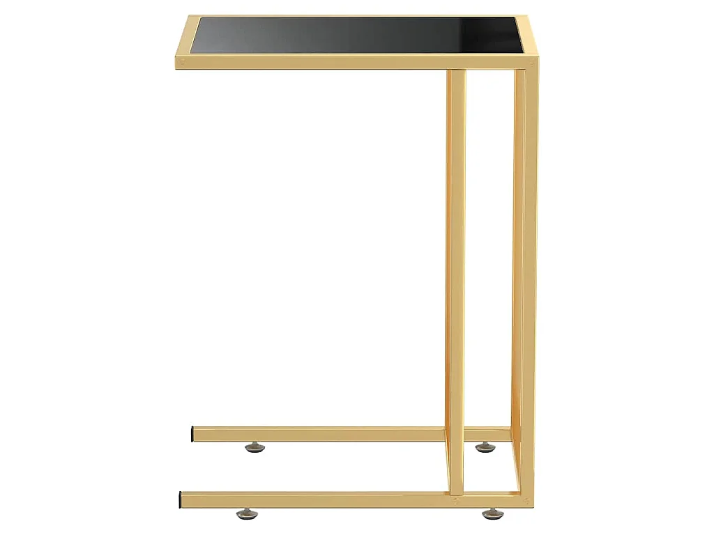 Computer bijzettafel 50x35x65 cm gehard glas zwart