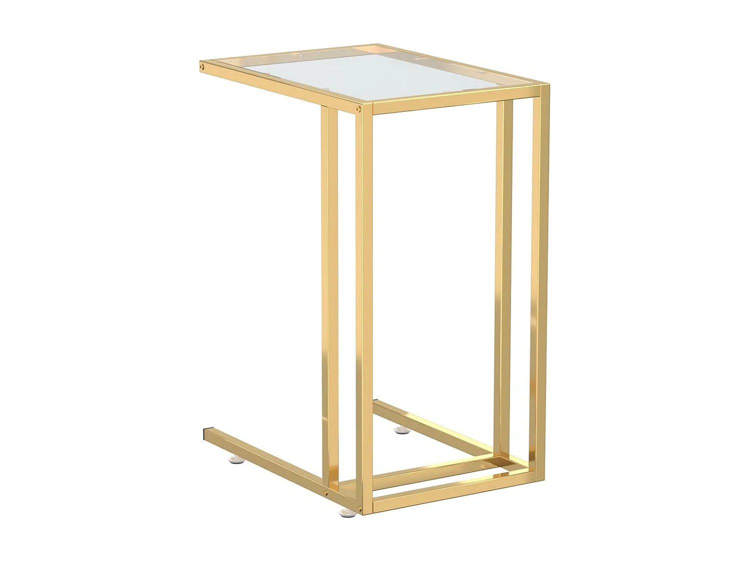 Computer bijzettafel 50x35x65 cm gehard glas transparant
