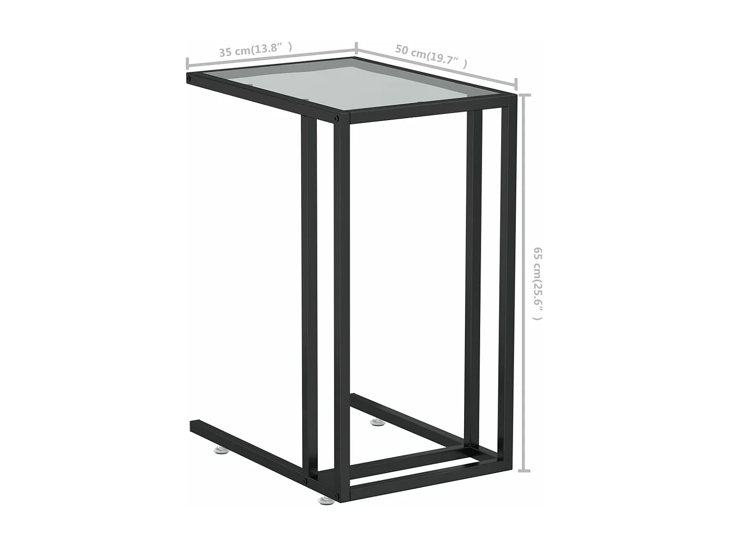 Mesa auxiliar de ordenador vidrio transparente 50x35x65 cm