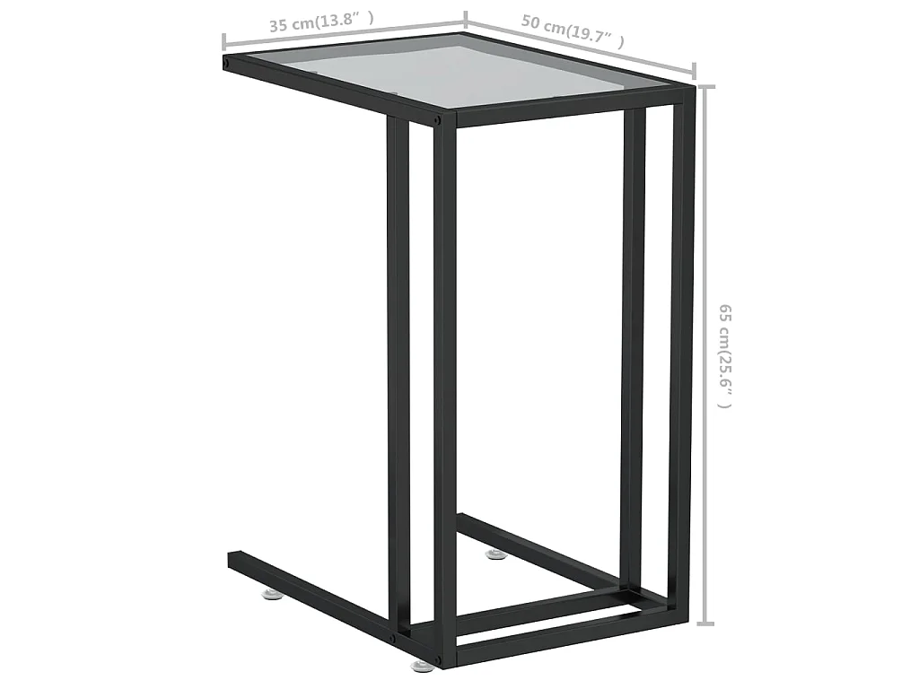 Table d'appoint ordinateur Transparent 50x35x65 cm Verre trempé