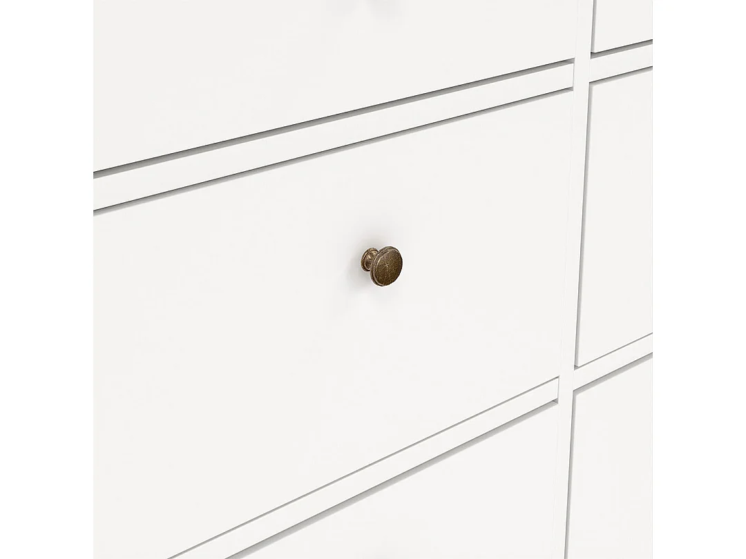 Venise Commode avec 4 grands tiroirs et 4 petits tiroirs, largeur 183 cm, hauteur 86 cm, blanc.