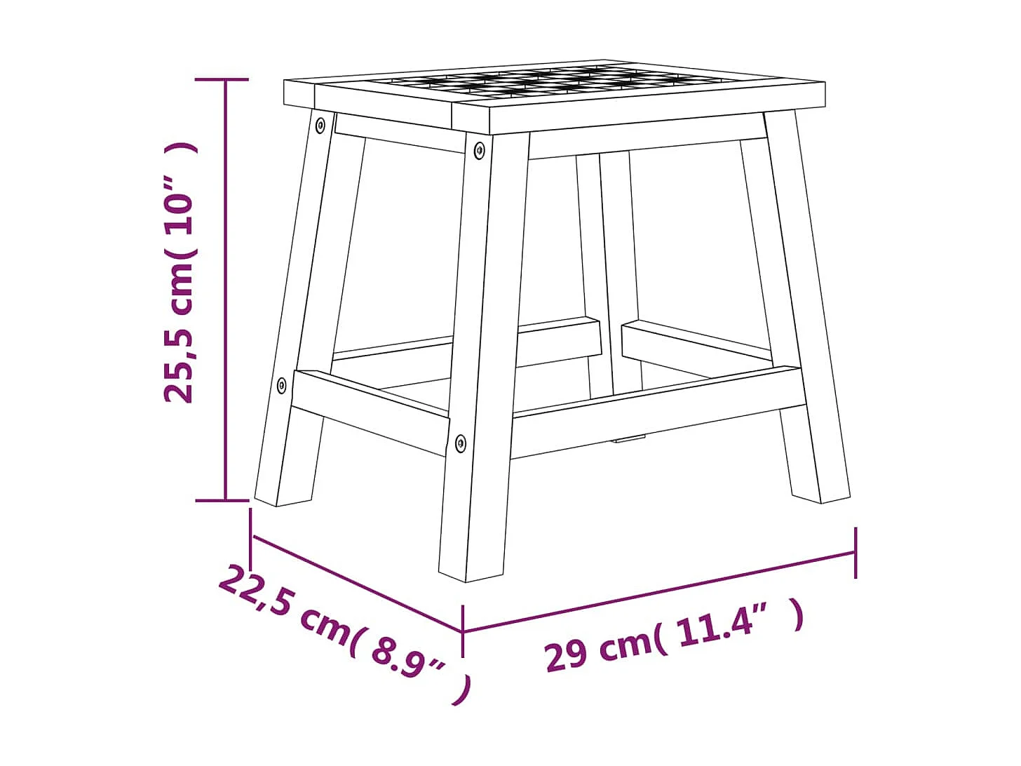 Tabouret 29x22,5x25,5 cm Bois massif de noyer