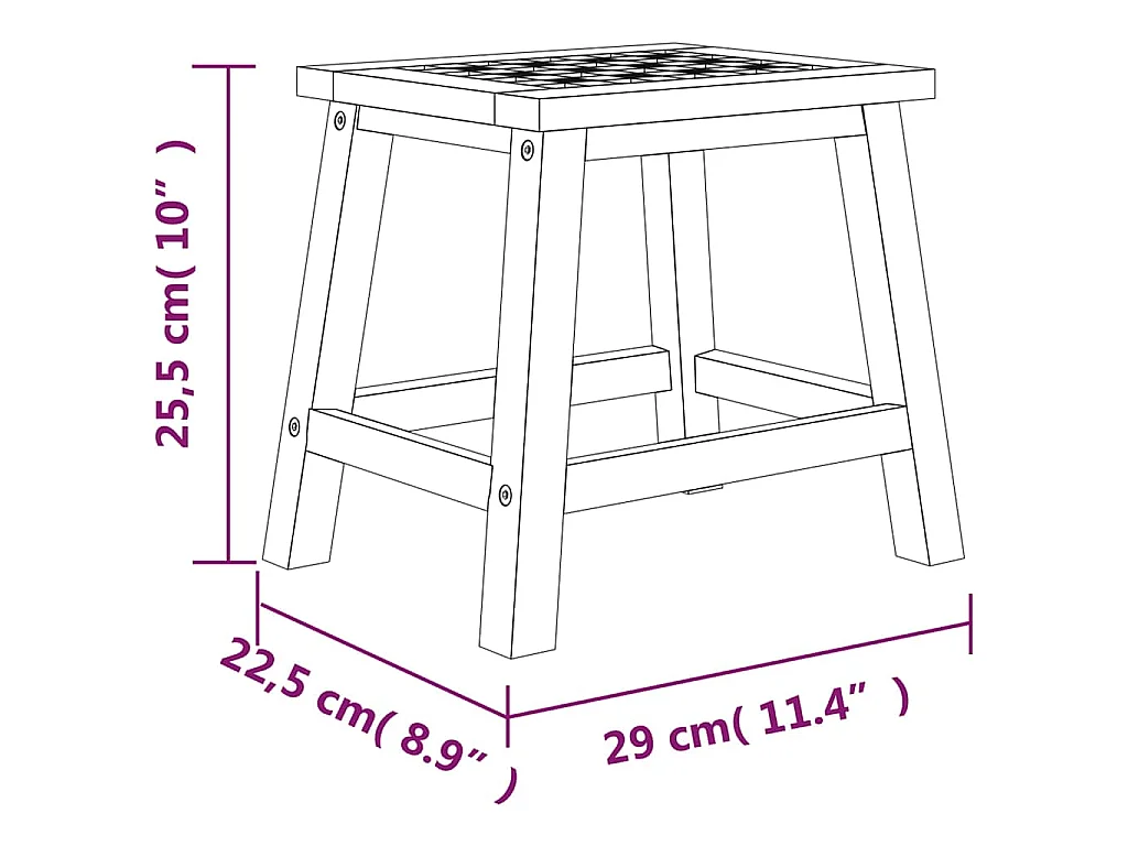 Opstapkrukje 29x22,5x25,5 cm massief walnotenhout